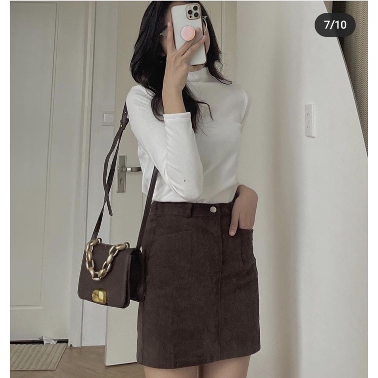 Chân váy chữ A túi ngang mặc 4 mùa phong cách Hàn Quốc