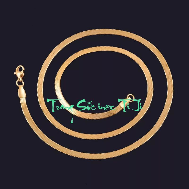 Dây chuyền nữ inox dây mì dẹp 3mm