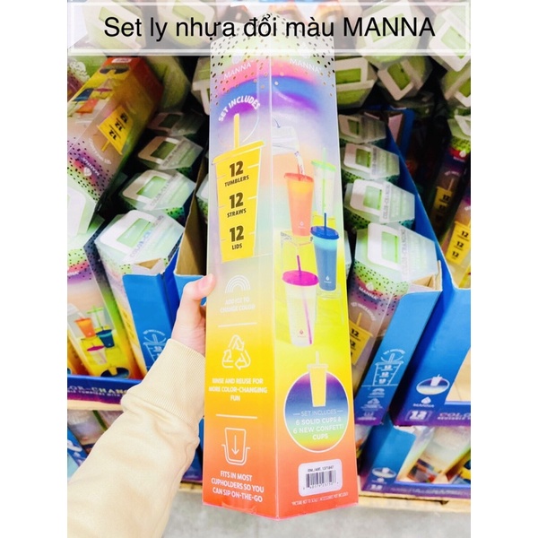 LY ĐỔI MÀU MANNA 710ML CỦA MỸ_KÈM ỐNG HÚT