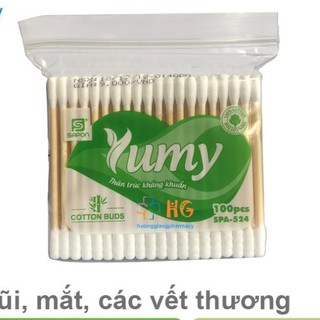 [Combo 2 Gói] Tăm bông Yumi cán gỗ (Gói 100 que)