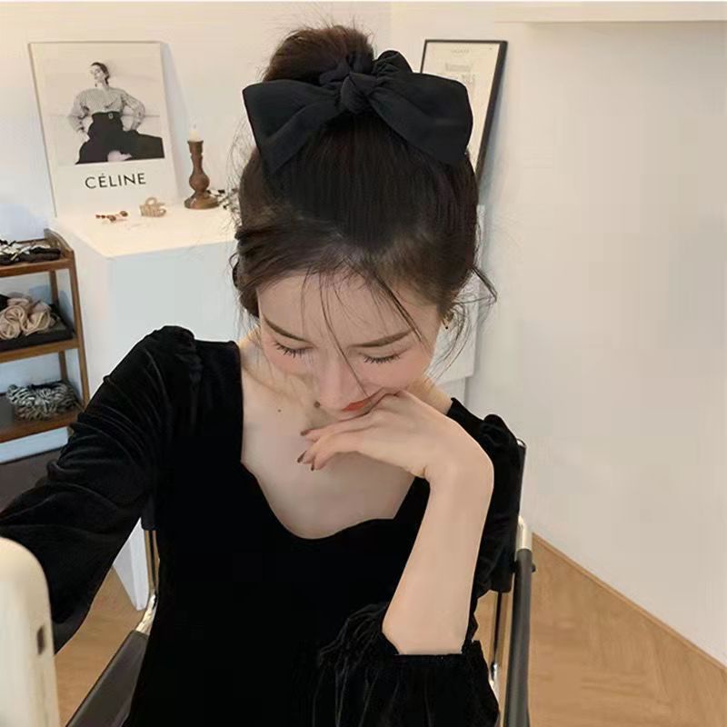 Dây Buộc Tóc Vải Satin Kiểu Pháp Cổ Điển Màu Sắc Đơn Giản Thời Trang Cho Nữ