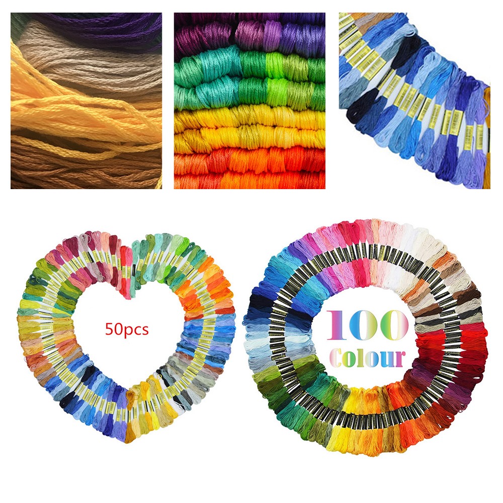 Set 50 / 100 Cuộn Chỉ Thêu Nhiều Màu