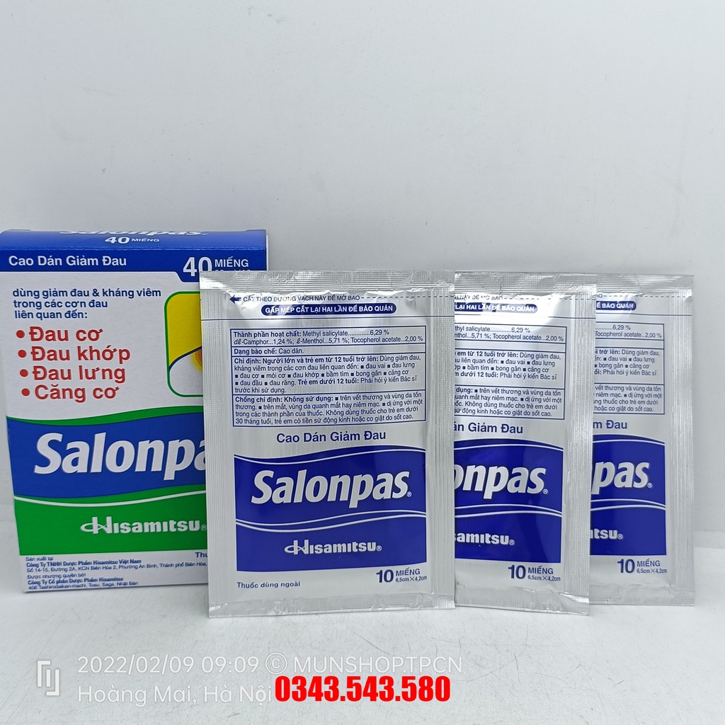 Cao dán SALONPAS hộp 4 gói x 10 miếng