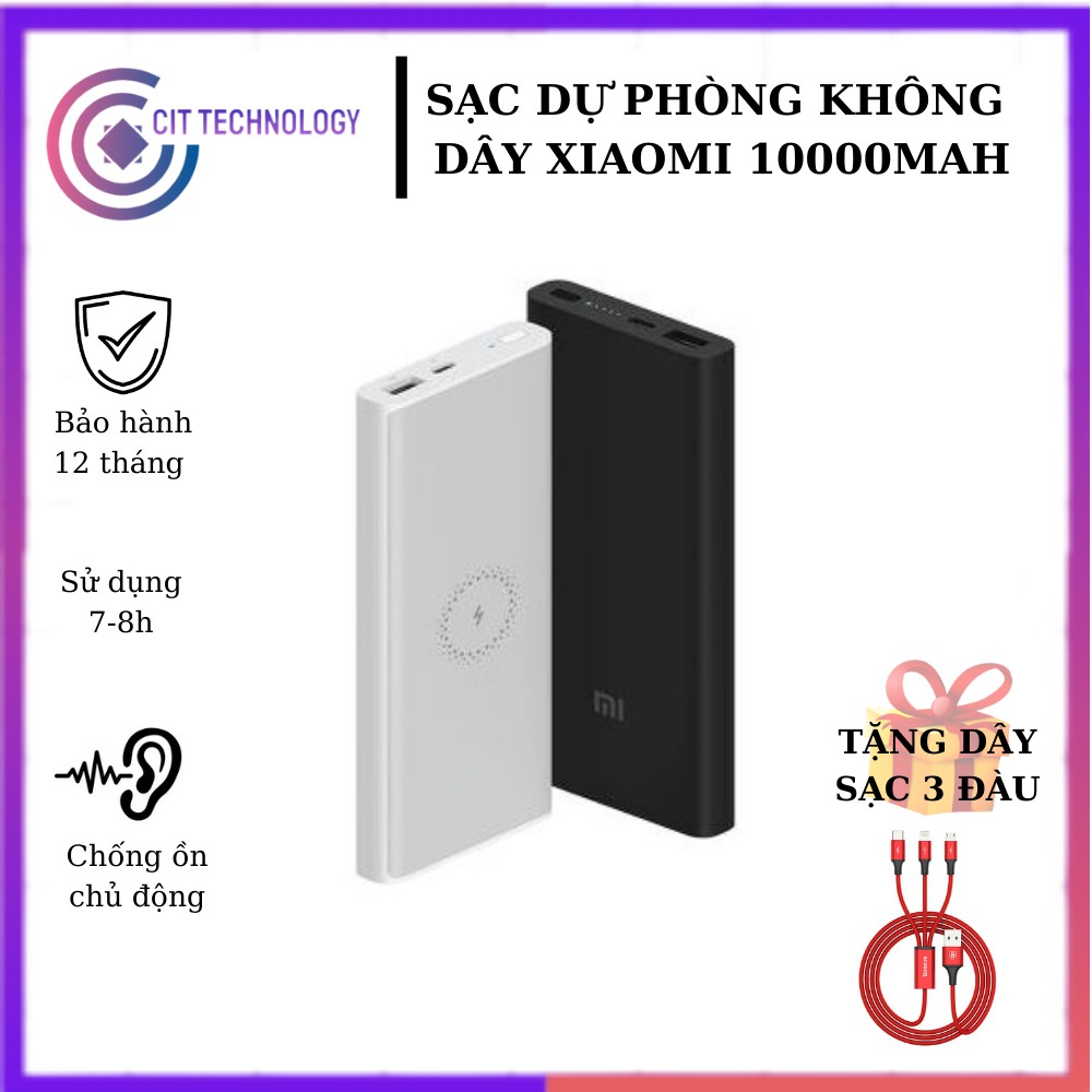 Sạc Dự Phòng Không Dây Xiaomi Polymer 10000mAh 2021, Bảo Hành 12 Tháng