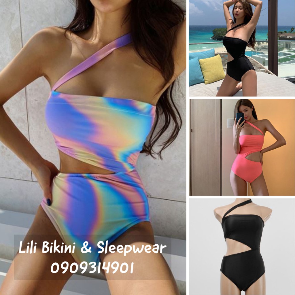 Bikini dây chéo ngực khoét eo tôn dáng có nhiều màu lựa chọn (Cầu vồng, đen, cam neon) Hàn Quốc cao cấp, vải đẹp