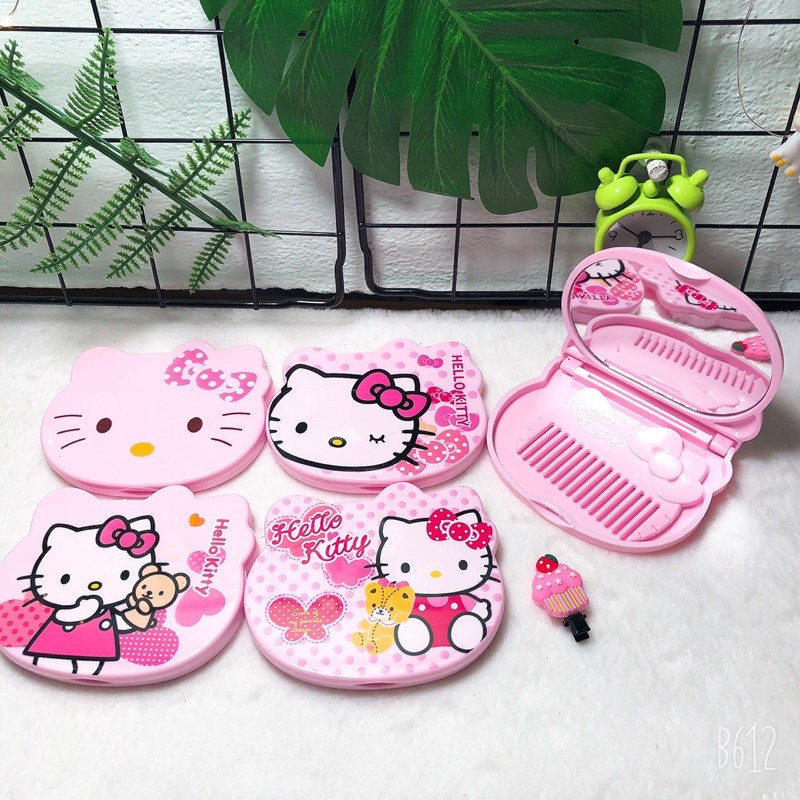 Gương mini kèm lược đầu mèo kitty