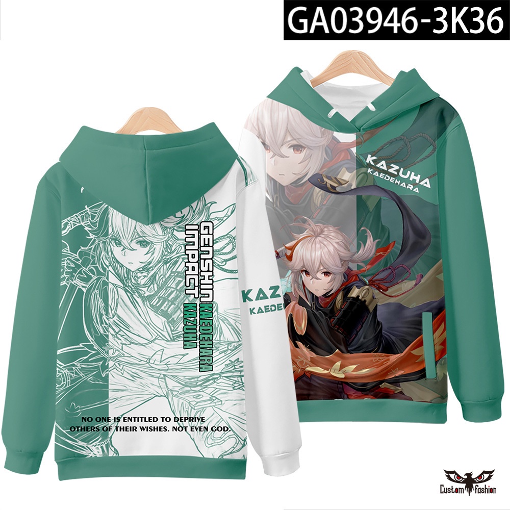 Áo Khoác Hoodie In Hình Ganyu Hutao Zhongli Venti Kazuha Ayaka Áo Khoác In Họa Tiết 3D Dành Cho Bé Trai