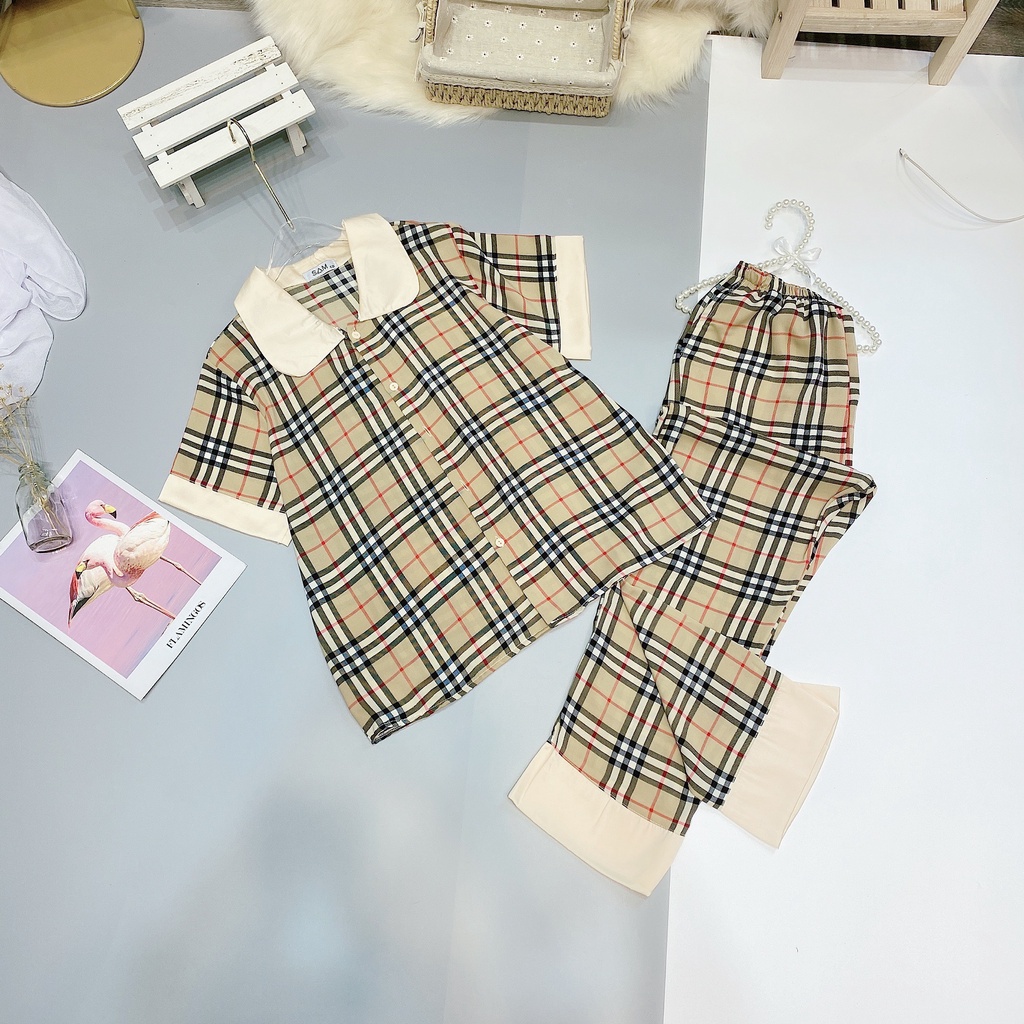 Set Bộ đồ ngủ Pijama mặc nhà họa tiết bò sữa tay cộc chất Mango mềm mịn, thoáng mát
