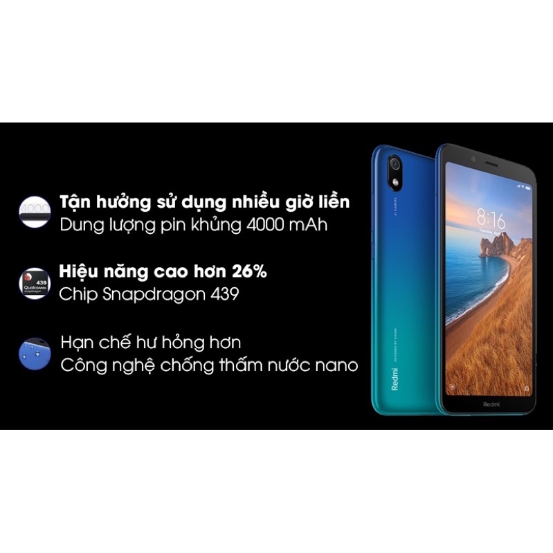 Điện Thoại Xiaomi Redmi 7A Ram 3GB bộ nhớ 32GB máy đẹp keng chơi game liên quân freefire mượt - 2 sim - Full Tiếng Việt