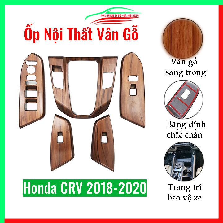 Ốp nội thất cho xe ô tô CRV 2018 2019 2020 vân gỗ bảo vệ chống trầy xước và làm đẹp xe