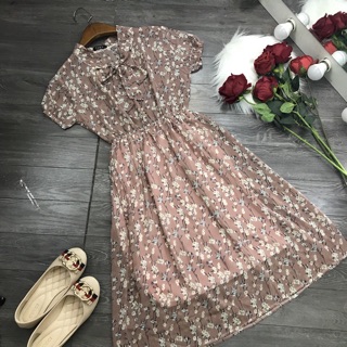 Váy hoa cổ nơ
