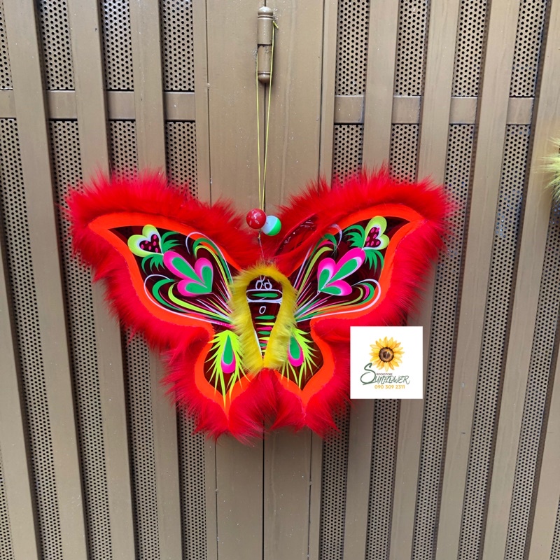 Lồng đèn trung thu giấy kiếng buom nhiều màu trang trí lông dán