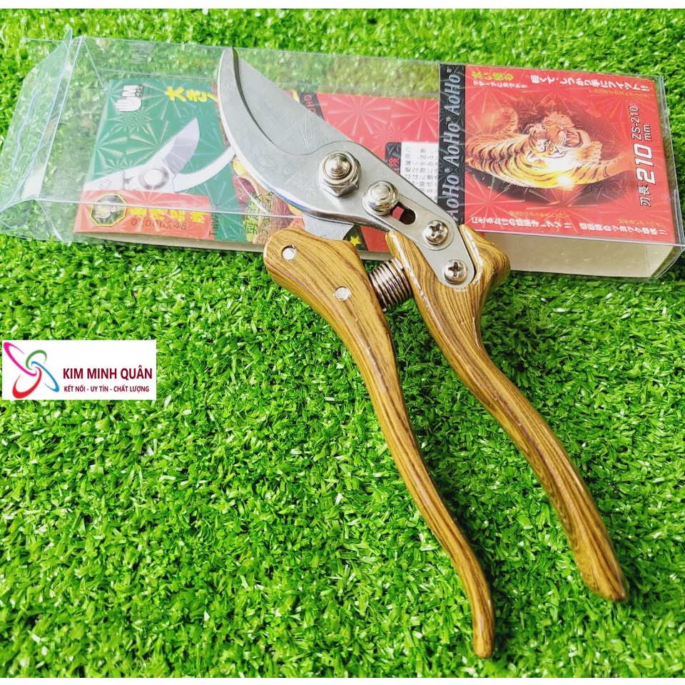 Kéo Cắt Cành Thép SK5 Cán Vân Gỗ 210mm AOHO