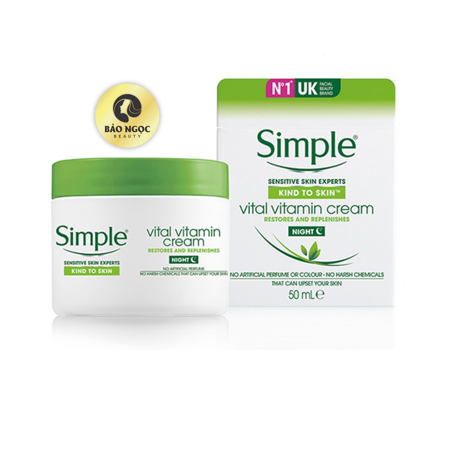 Kem Dưỡng Ẩm Simple Ngày, Đêm - Simple Day, Night Cream Kind To Skin Vital Vitamin 50ml