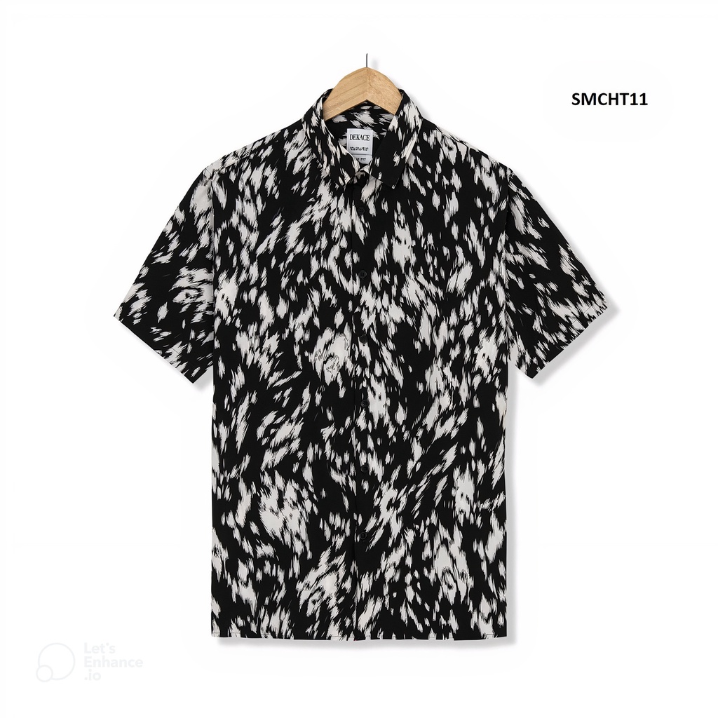 Áo sơ mi công sở nam hoạ tiết sang trọng áo sơ mi nam cộc tay chất liệu lụa Thái không nhăn đi làm, đi chơi Andy Denim