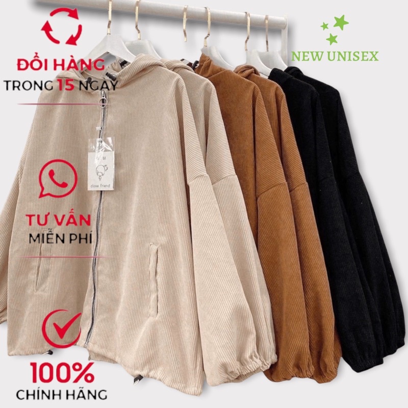 ÁO KHOÁC HOODIE NỮ FORM RỘNG VẢI NHUNG SIÊU ĐẸP THIẾT KẾ DÂY KÉO TÚI TIỆN LỢI - PHONG CÁCH THỜI TRANG - TP [NewUnisex]