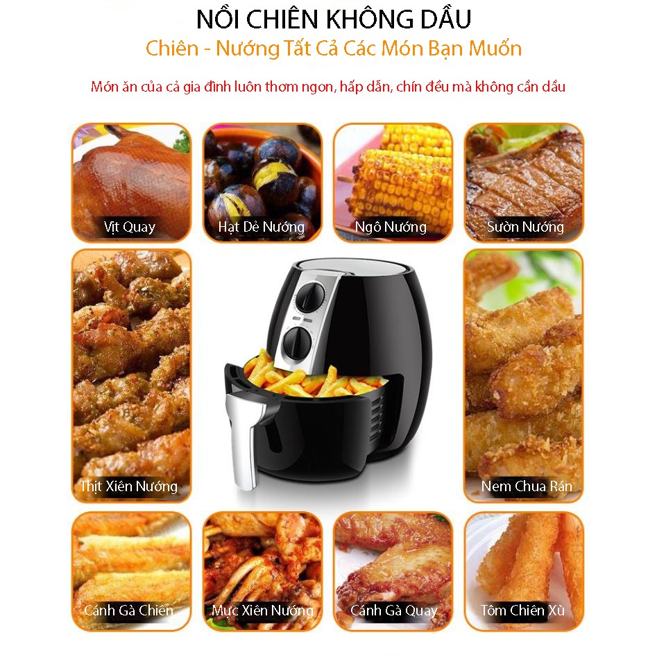 Nồi chiên không dầu Shanben SB-D18 1400W 4.5L bảo hành 12 tháng