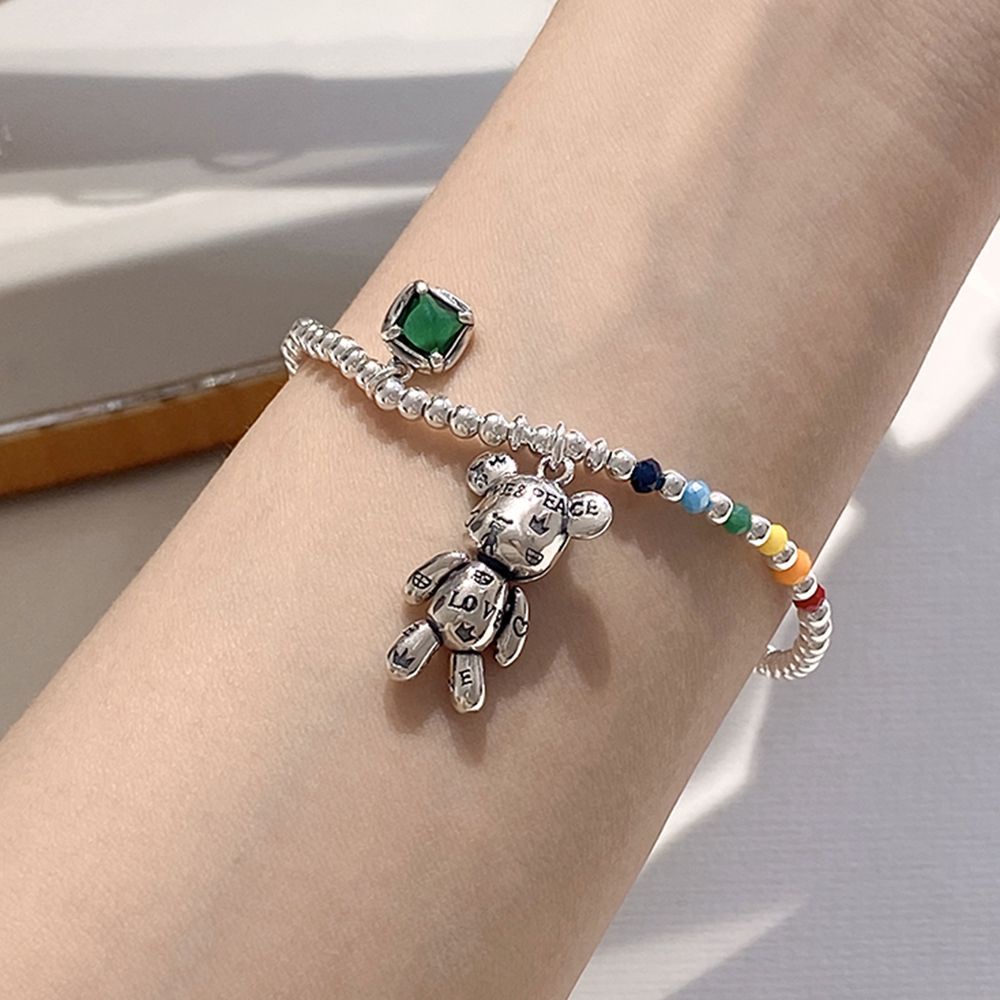 Vòng cổ bằng thép titan mặt hình gấu hoạt hình phong cách Hàn Quốc thời trang cho nữ