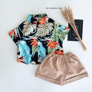 Set bộ bé trai hoa lá cành