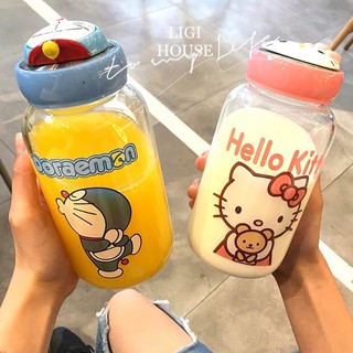 Bình Nước Doraemon, Bình Nước Hello Kitty Kèm Túi 600ML Cực Xinh
