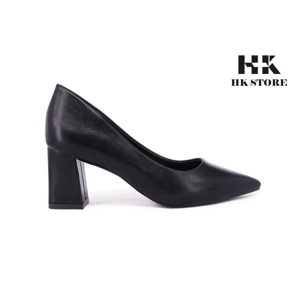 Giày công sở nữ da bò cao 5cm 🔴 HK.STORE 🔴 da bò thật 100% kết hợp gót vuông bọc da cực sang hàng cao cấp 2021.