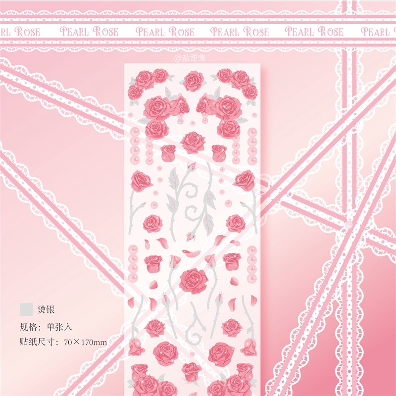 Miếng Dán Trang Trí Hình Hoa Hồng Màu Bạc Độc Đáo
