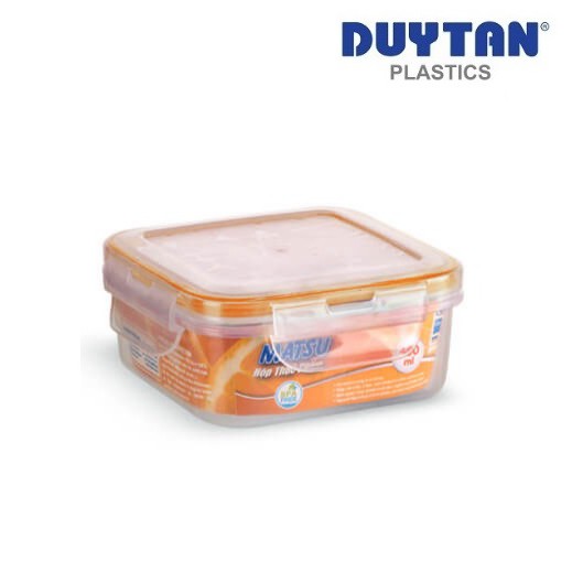 Hộp Nhựa Vuông Đựng Thực Phẩm Duy Tân Matsu dung tích 400ml (12.3 x 12.3 x 5.5 cm)