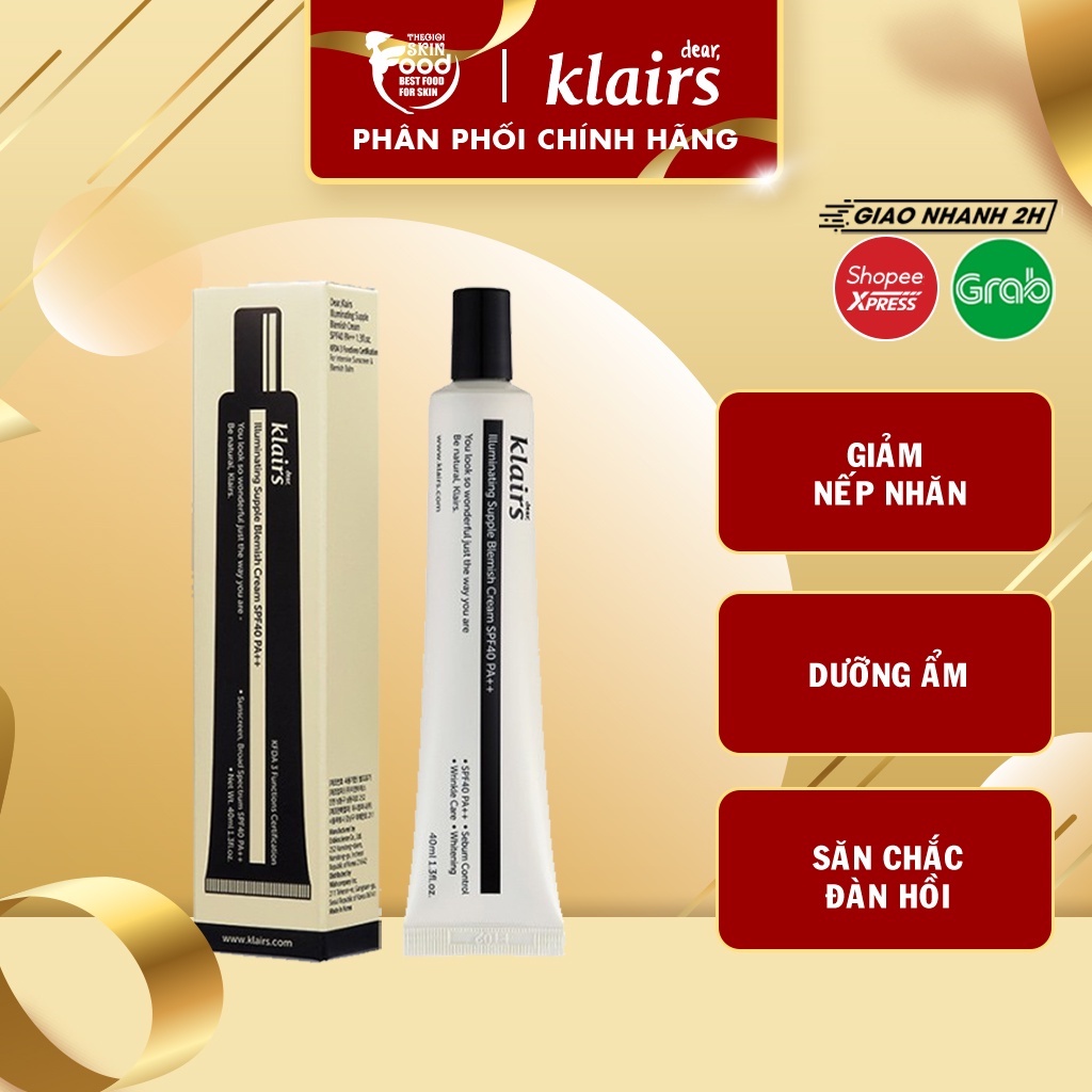 Kem Nền Cực Lành Tính Klairs Illuminating Supple Blemish Cream SPF 40 PA++ 40ml