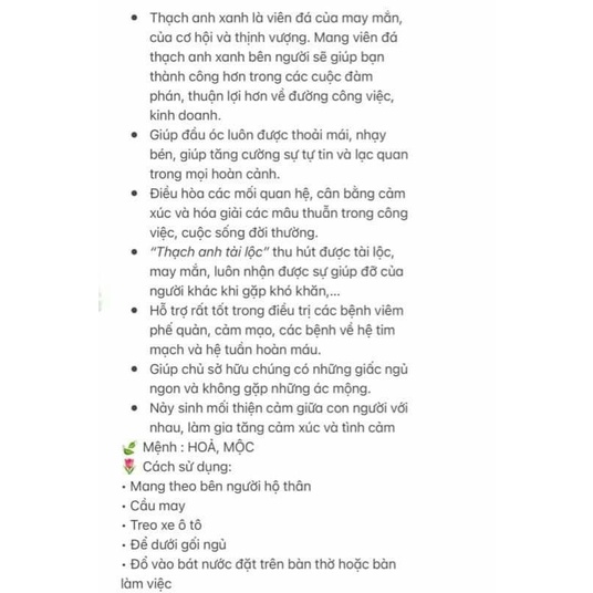 Vòng cổ tỳ hưu đá Xanh chế tác thủ công tự nhiên kích hoạt cung tài lộc