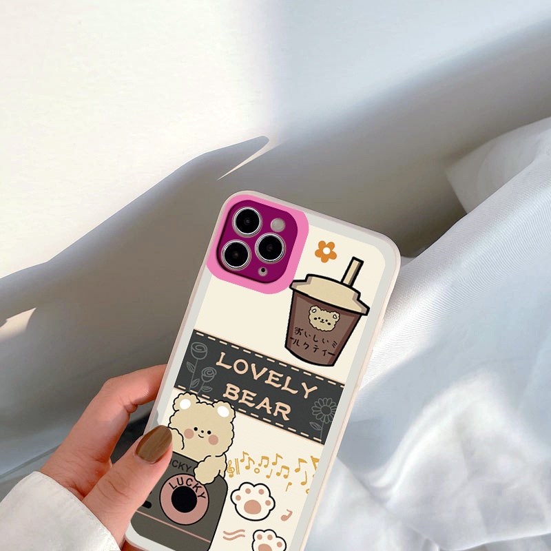 Ốp lưng iphone cạnh vuông lỗ camera lovely bear 6/6plus/7/7plus/8/8plus/x/xr/xs/11/12/13/pro/max/plus/promax