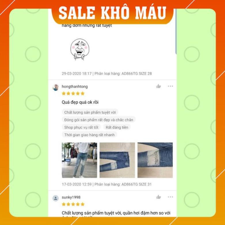 Quần Jean Nam Chất Bò Hàng VNXK AD866 In Chữ Xanh Rách Phong Cách 2020 (44-70KG) | BigBuy360 - bigbuy360.vn