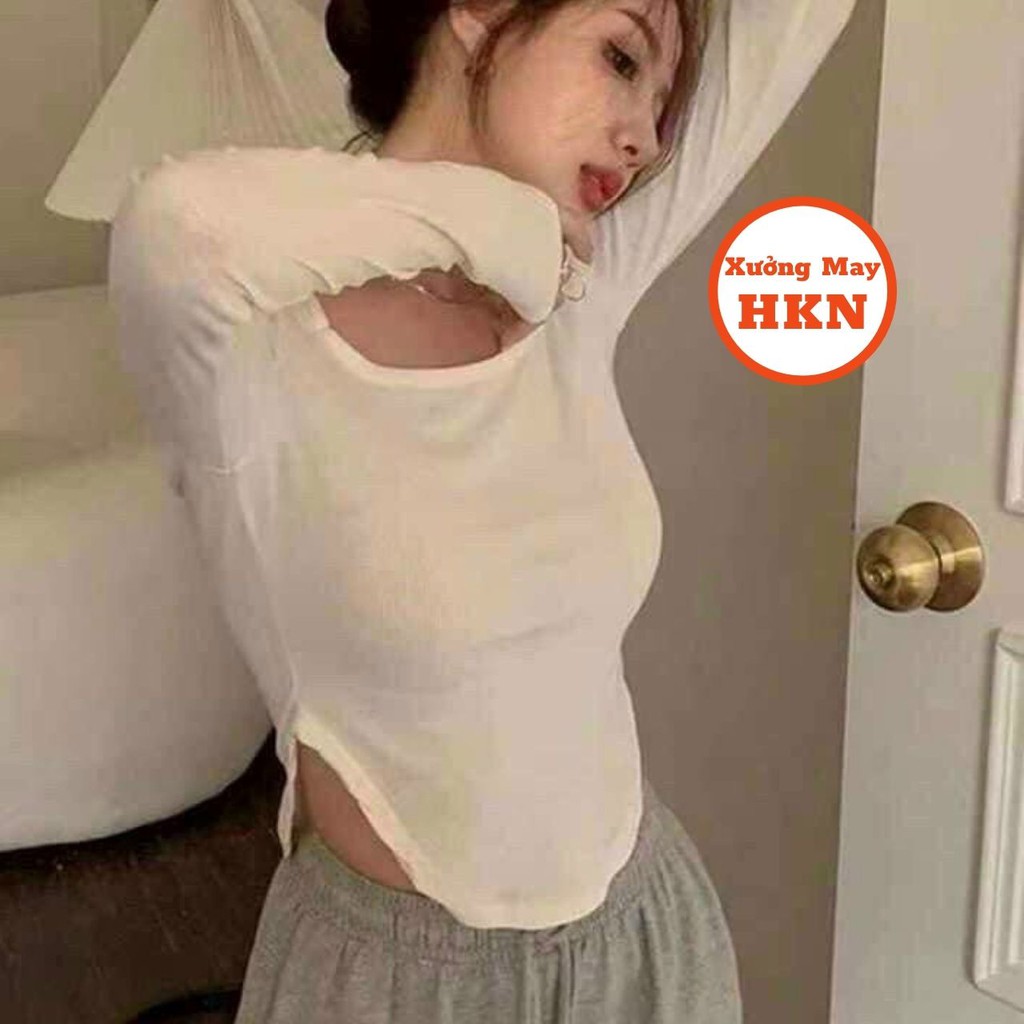 Áo Body Nữ Dài Tay Cổ Vuông Xẻ 2 Bên Chất Vải Mềm Mại Tôn Eo Dáng Đẹp Mã 628 Xưởng May HKN