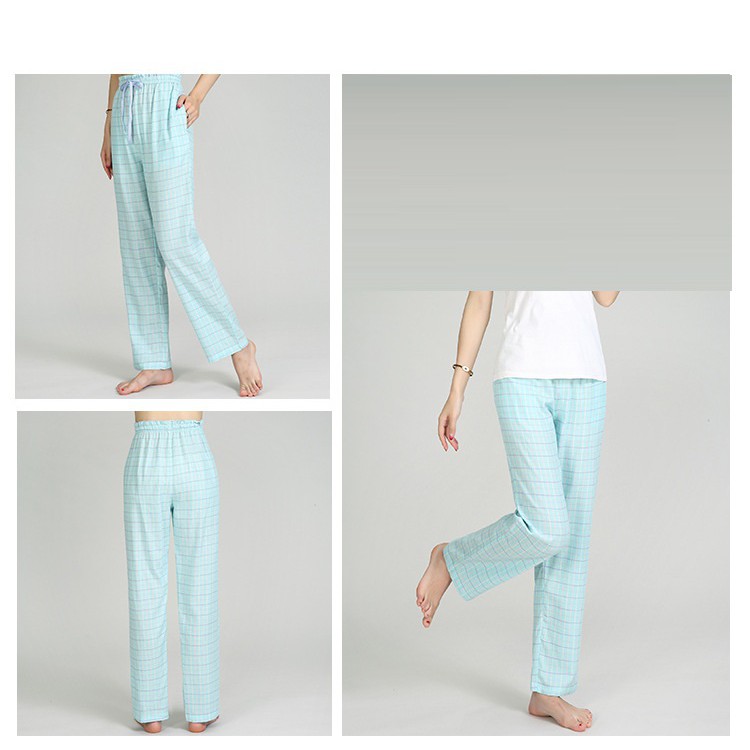 Quần mặc nhà cotton dáng suông kẻ sọc