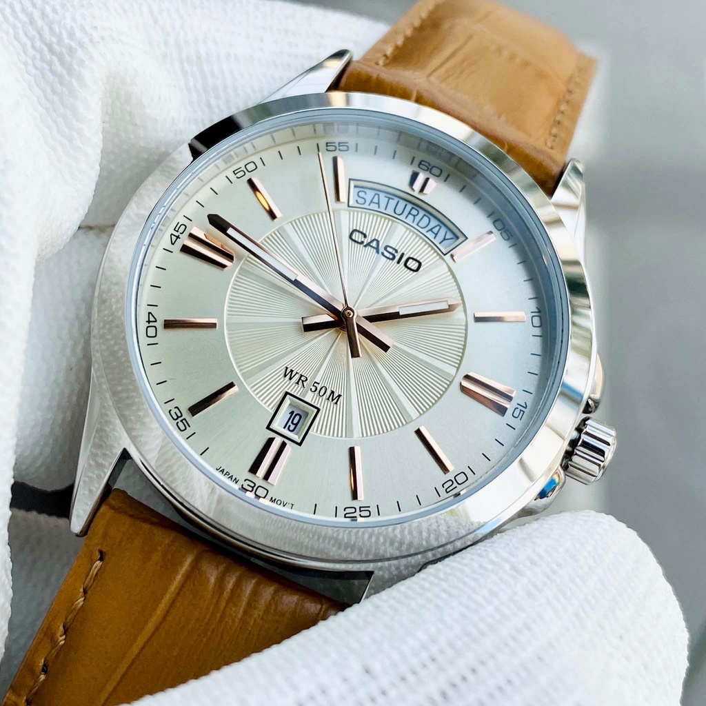 Đồng hồ nam dây da sang trọng Casio MTP 1381L-9AVDF chống nước 5ATM Bảo hành 1 năm Hyma watch