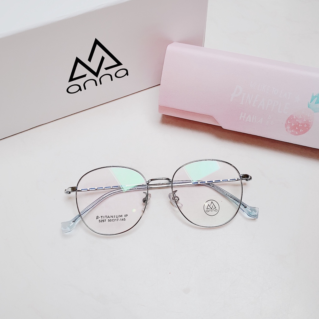 Gọng kính mắt thời trang nam nữ kính teen shop thiết kế dáng tròn chất liệu kim loại - 380KL040