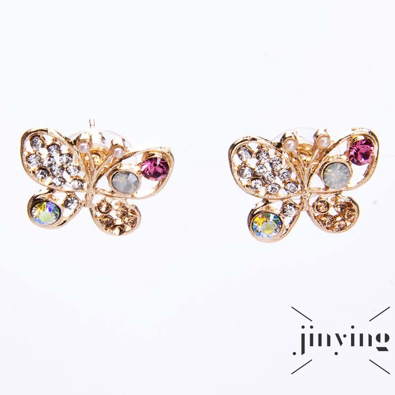 GETNOIVAS Bông tai hình bướm đính đá nhiều màu sắc