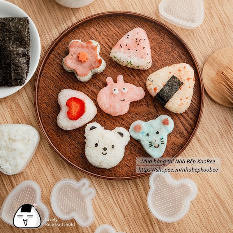 Khuôn làm cơm nắm Bento, tạo hình cơm cho bé nhiều hình  làm Sushi Onigiri Nhật Bản giúp trẻ ăn dặm(AD08)