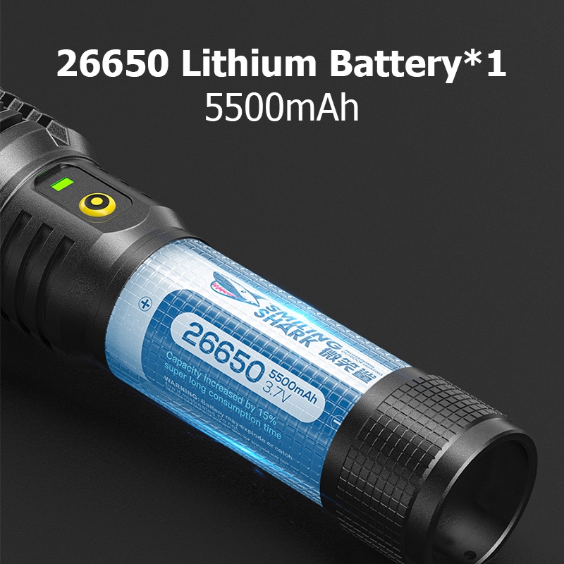 Đèn pin SMILING SHARK SD0095 M77 3500lumens sáng mạnh thu phóng sạc USB chống nước cho cắm trại/đi bộ đường dài/săn bắn