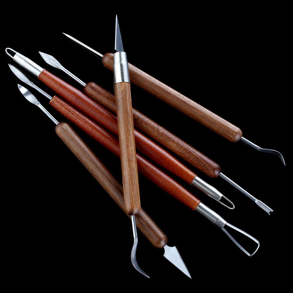 Bộ 6 Dụng Cụ Điêu Khắc Tạo Hình Đất Sét Với Tay Cầm Gỗ