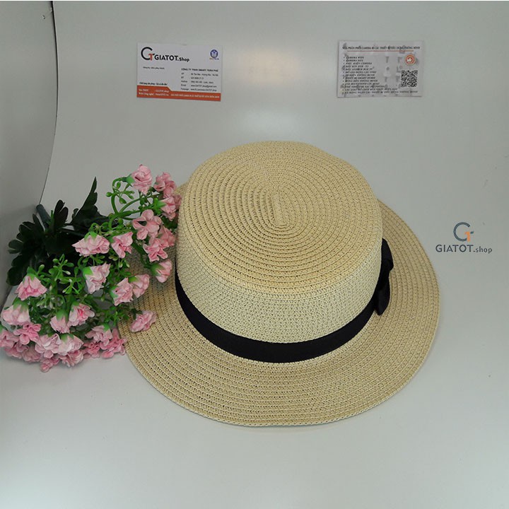 SALE - Mũ cói thời trang đi biển đi biển nữ thời trang nơ to cao cấp GIATOT.shop