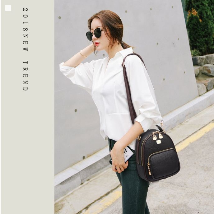 BaloHome - Balo mini da nữ thời trang chất dày đẹp đeo 2 kiểu, nhiều ngăn để đồ, phù hợp đi làm, đi chơi