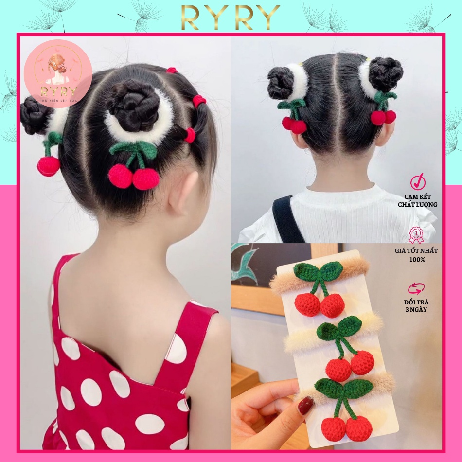 Dây Cột Tóc Cho Bé Chùm Cherry Xinh Xắn