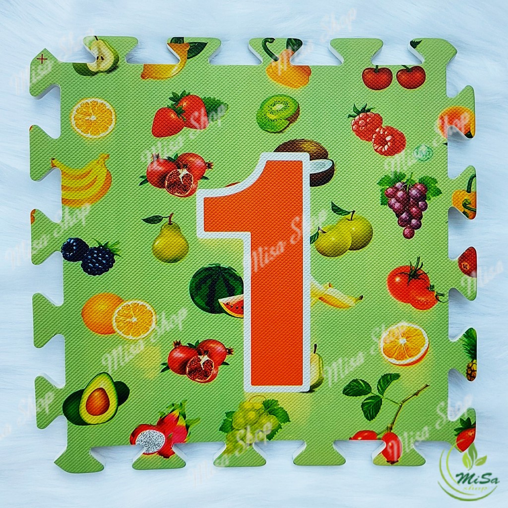 Bộ 10 tấm xốp lót sàn hình số đếm từ 0-9 in hình ảnh sẵn trên thảm , kích thước 30x30 cm/ tấm ghép lại