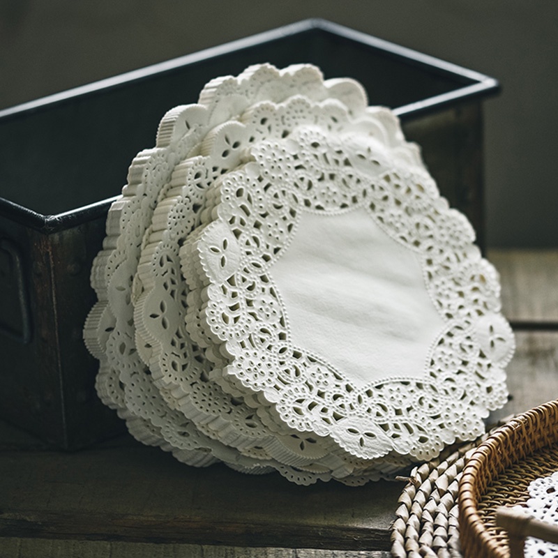 Set 100 Tờ Giấy Thấm Dầu Hình Tròn Rỗng Trang Trí Bánh DIY