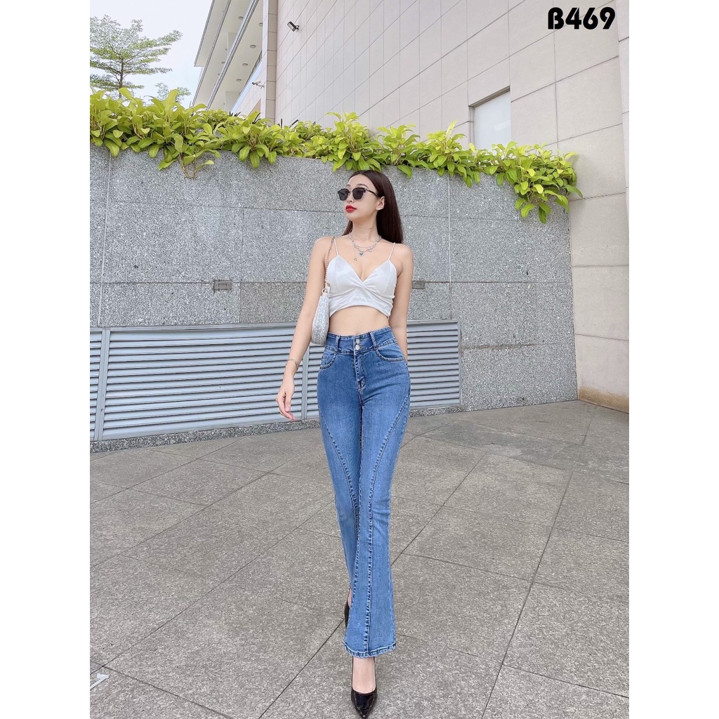Quần jeans nữ Zada B469 loe gân xanh đá