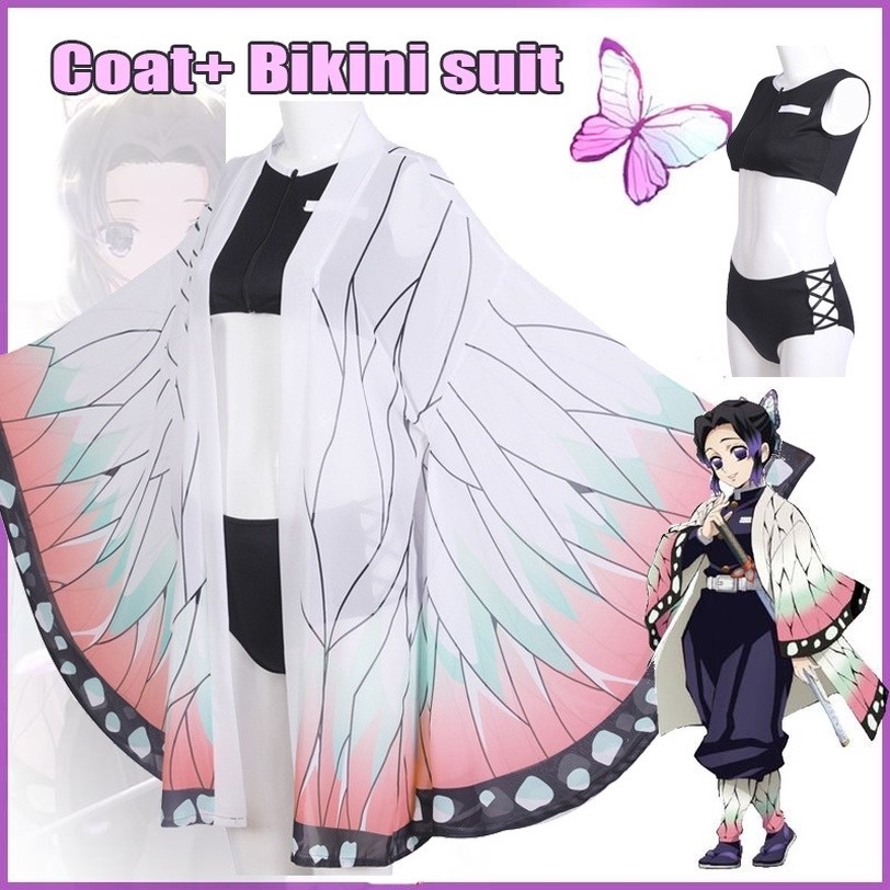 <COS đồ bơi Bộ đồ>Demon Slayer Shinobu Kocho Cosplay Costume Kimetsu no Yaiba Bikini Beach Swimsuit | BigBuy360 - bigbuy360.vn