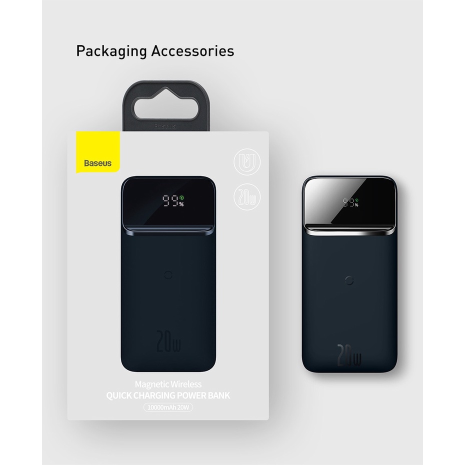 Sạc Dự Phòng Từ Tính Không Dây Baseus 10000mAh PD 20W Cho 13 Pro Samsung Xiaomi