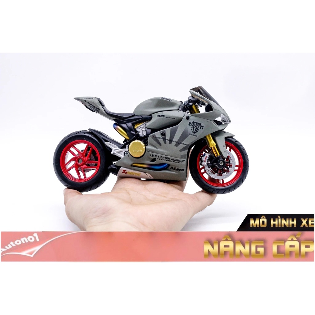 MÔ HÌNH XE ĐỘ DUCATI 1199 PANIGALE S LIBERTY WALK GRAY CUSTOM 1:12 MAISTO D220A