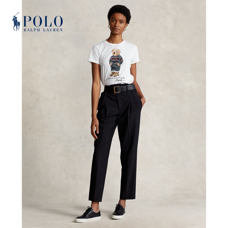 Áo polo tay ngắn in hình gấu trượt tuyết Ralph Lauren/Ralph cho nữ