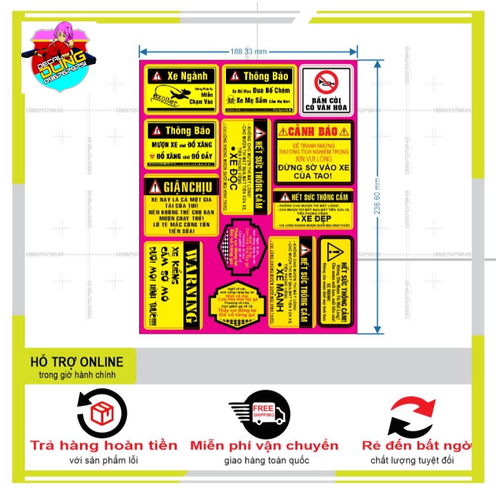LOGO STICKER CẢNH BÁO M46 - DUNG DECAL